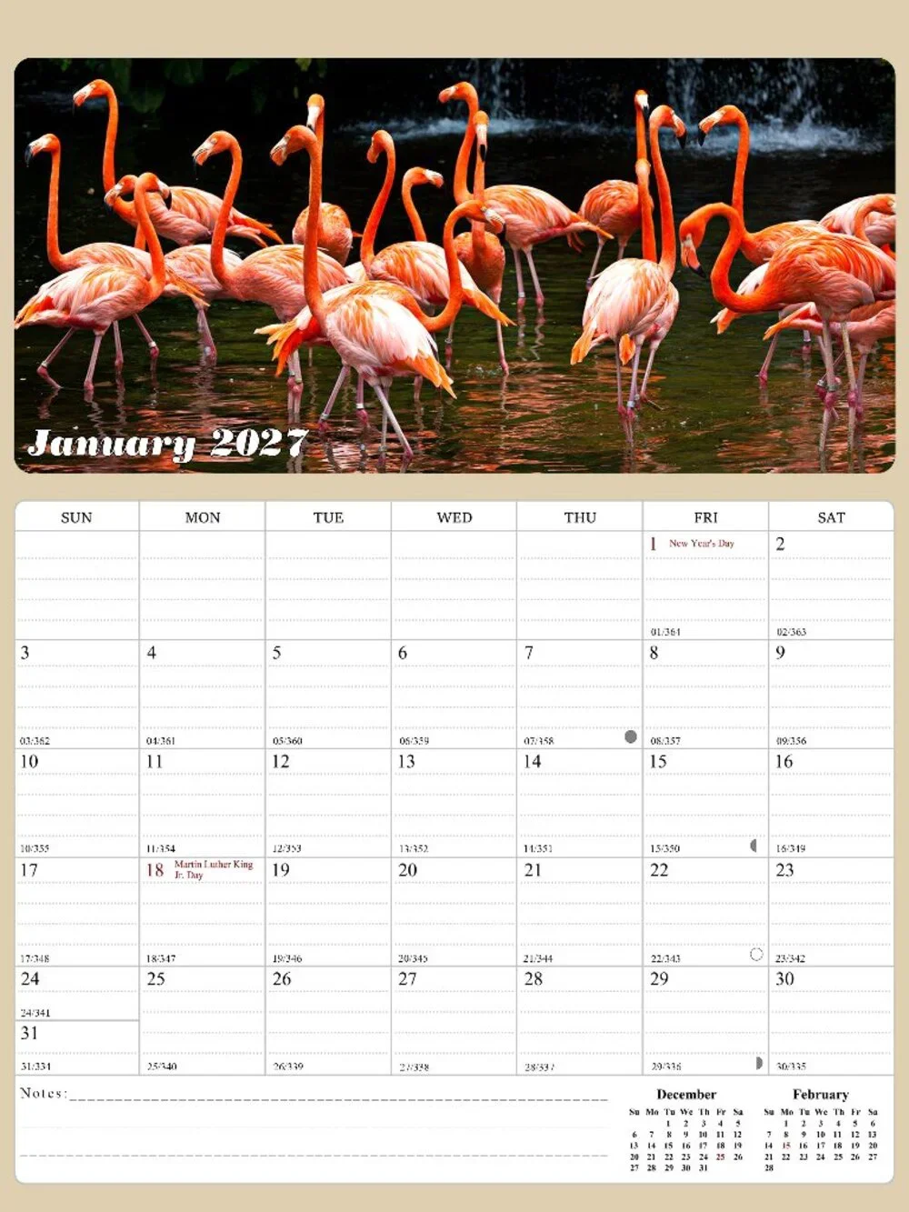 2027 Calendar Magnetic Peel & Stick 12 Months 8.5